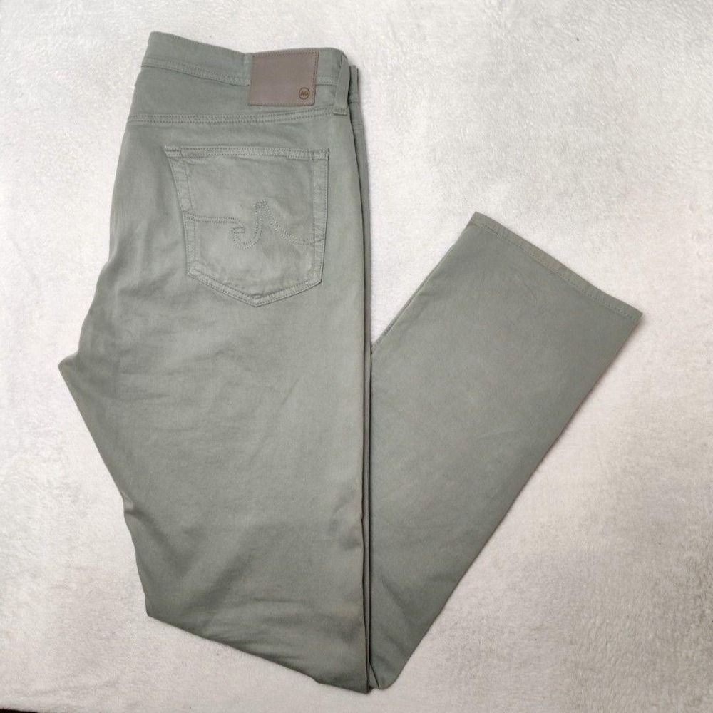AG Pants Men 38x34 Green Everett Chino Slim Straight Stretch Cotton Travel Italy